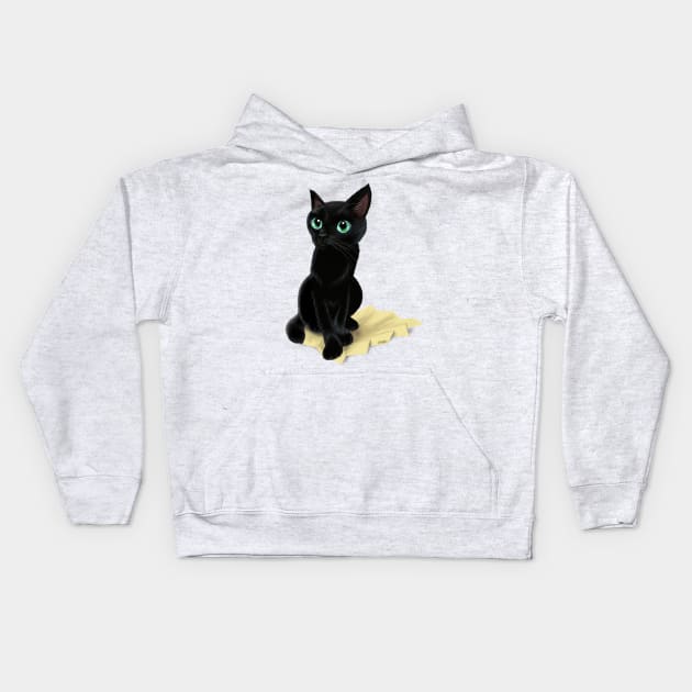 Black little kitty Kids Hoodie by BATKEI